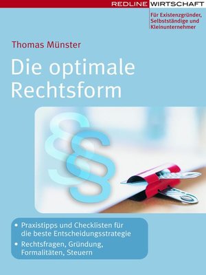 cover image of Die optimale Rechtsform